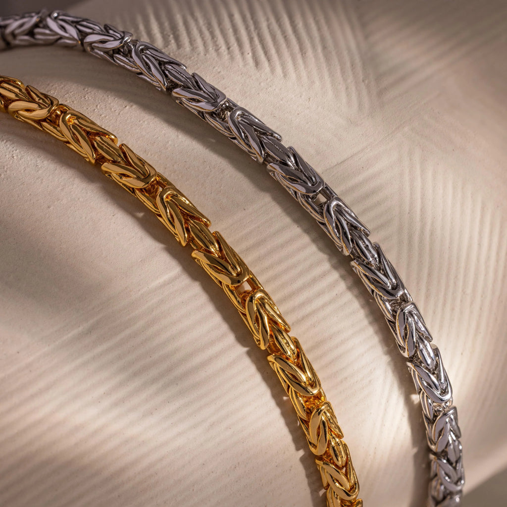 Byzantine Link Bracelet   Silver 18K Gold Plated