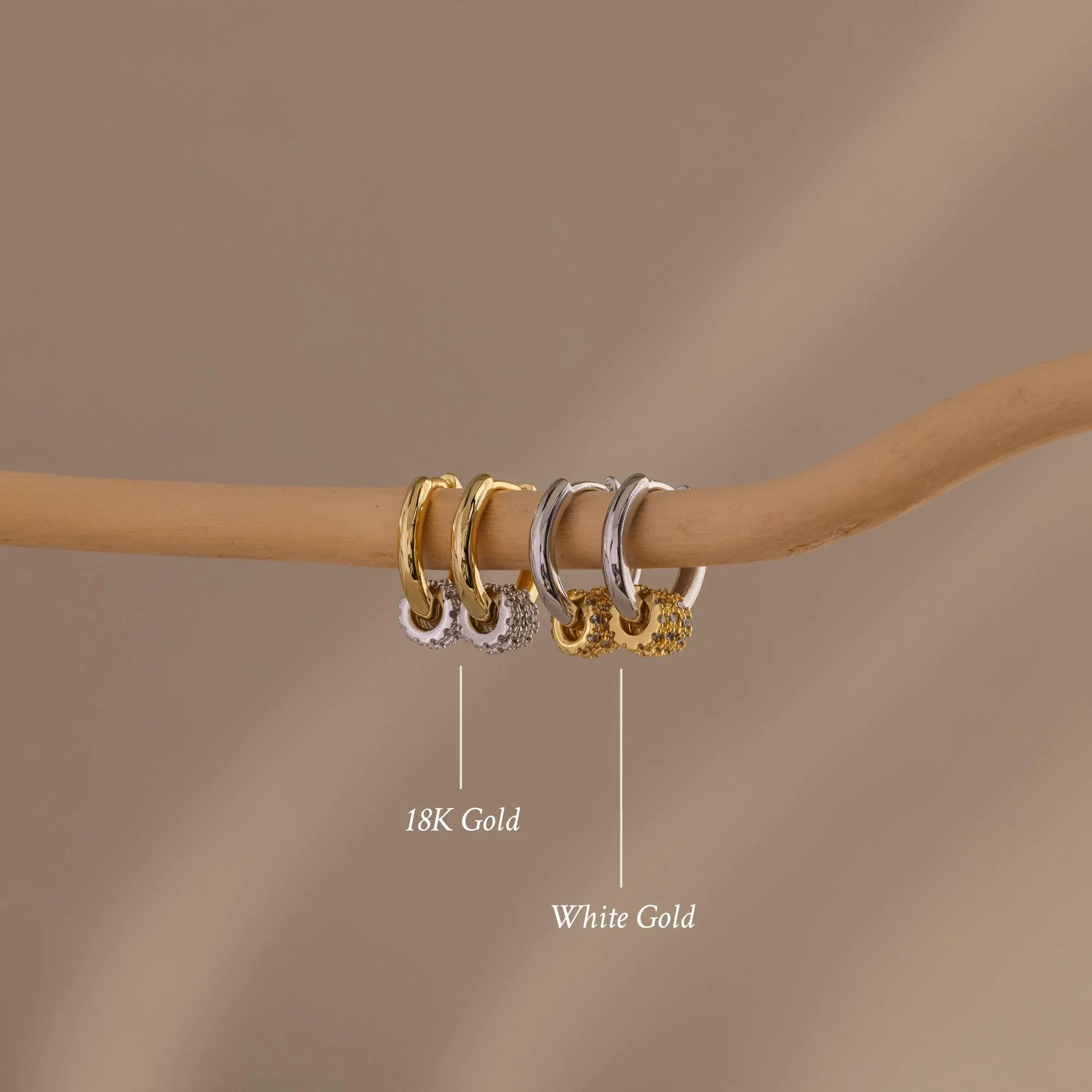 Mixed Metal Pave Hoops Silver 18K Gold Plated