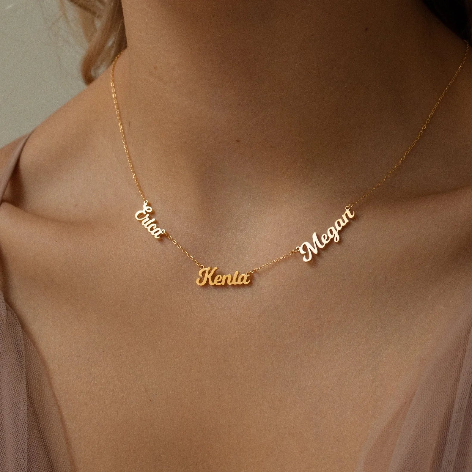 Mellow Multiple Name Necklace Silver 18K Gold Plated