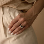 Yin Yang Signet Ring Silver 18K Gold Plated