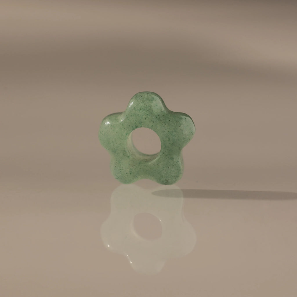 Jade Flower Spacer Charm Silver 18K Gold Plated