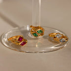 Rhombus Topaz Huggies Silver 18K Gold Plated