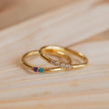 Mini Birthstone Ring Silver 18K Gold Plated