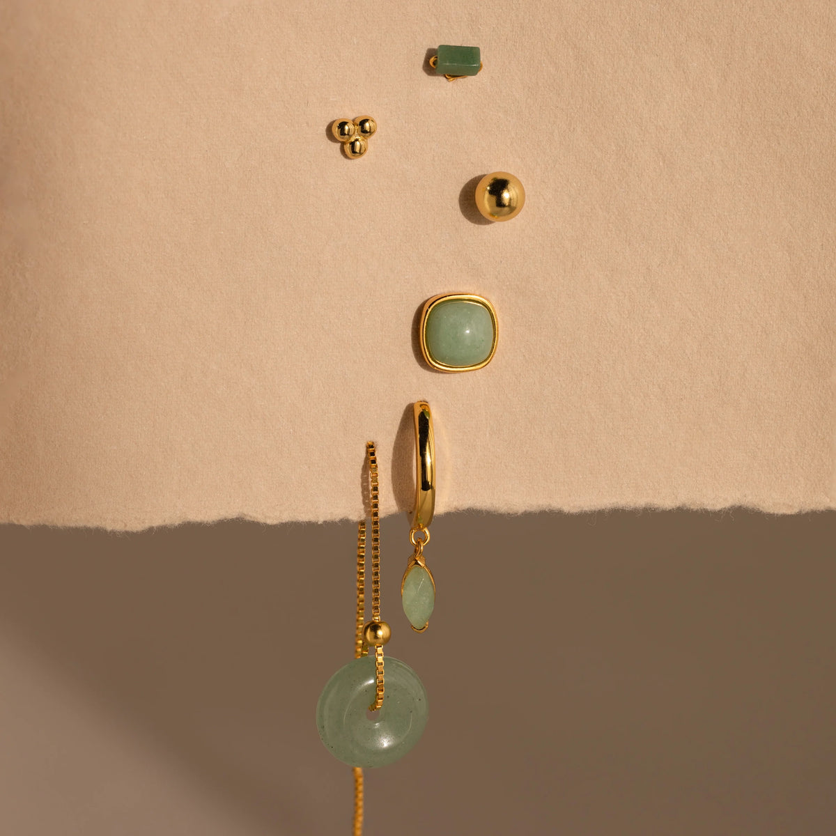 Jade Marquise Huggies Silver 18K Gold Plated