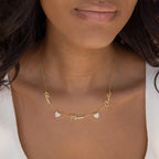 Pavé Heart Name Necklace Silver 18K Gold Plated