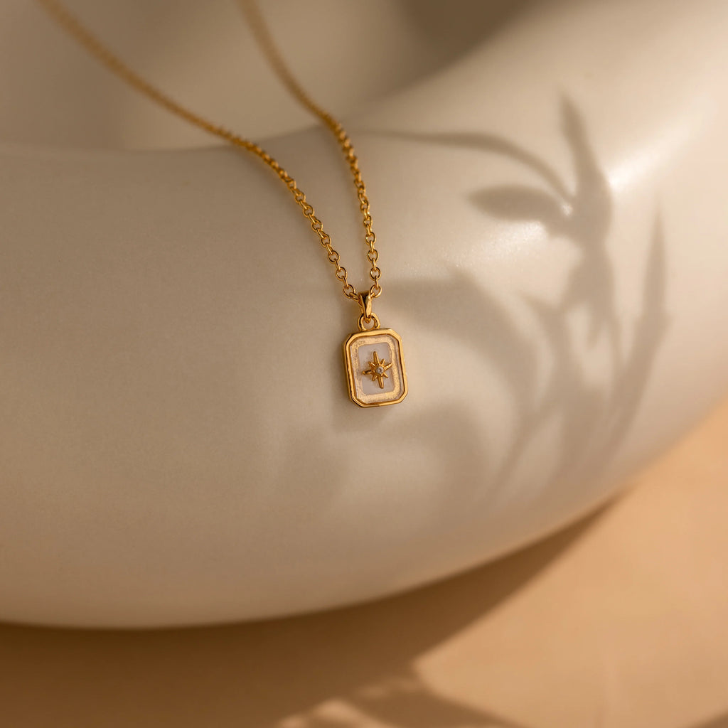 North Star Diamond Necklace Silver 18K Gold Plated