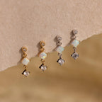 Opal & Diamond Drop Studs Silver 18K Gold Plated