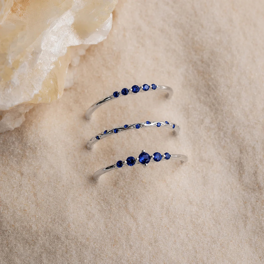 Sapphire Stacking Ring Set: Ocean-Inspired Elegance