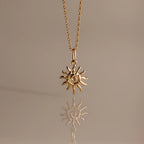 Celestial Sun Necklace Silver 18K Gold Plated