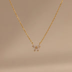 Diamond Bow Necklace Silver 18K Gold Plated
