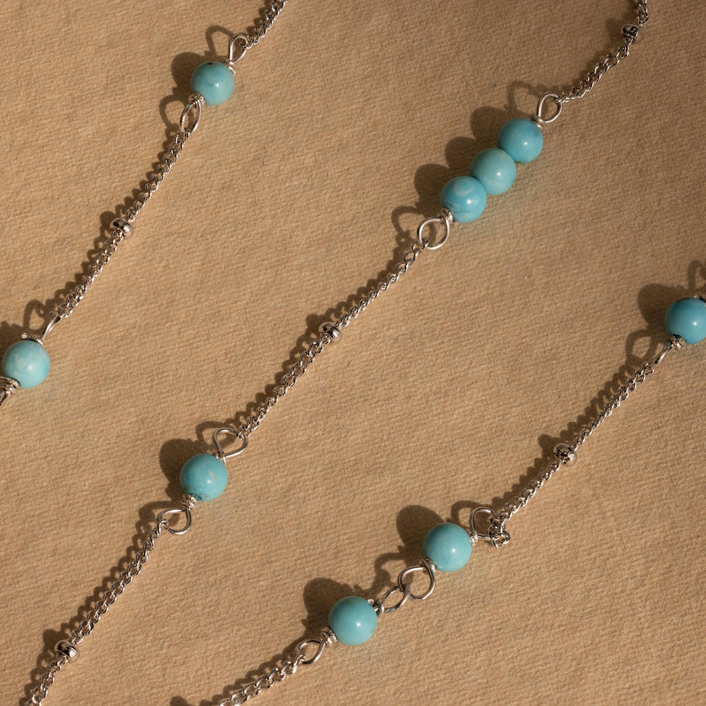 Turquoise Satellite Necklace Silver 18K Gold Plated