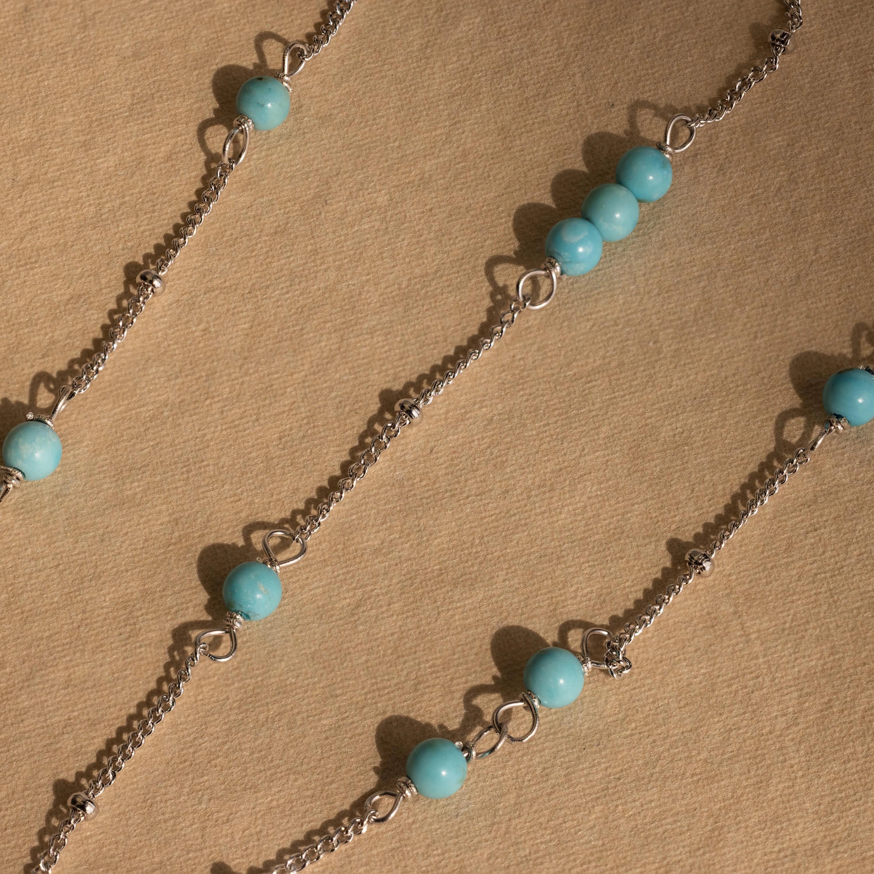 Turquoise Satellite Necklace Silver 18K Gold Plated