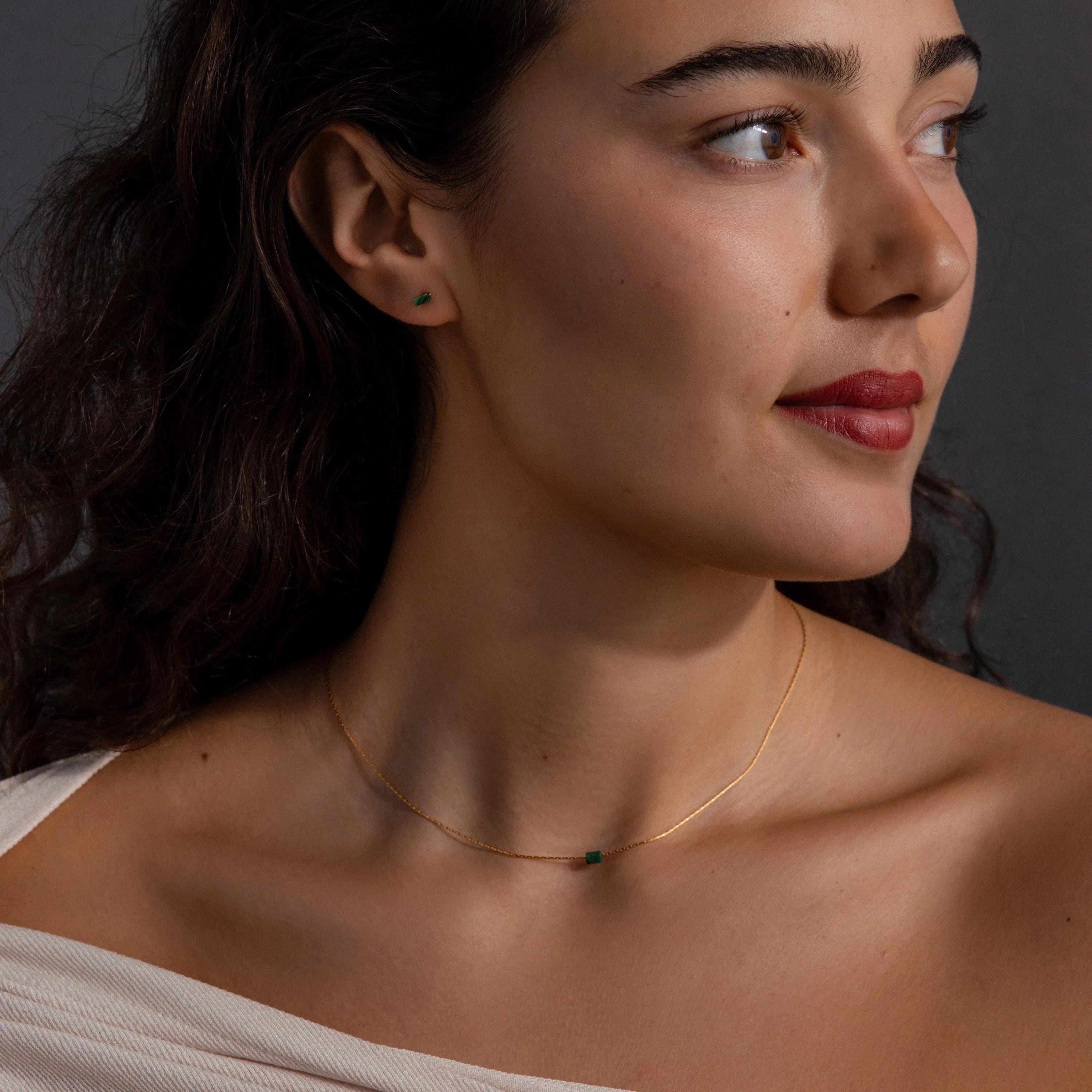 Jade Bar Jewelry Set Silver 18K Gold Plated