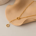 Rolo Lariat Paperclip Clasp Necklace Silver 18K Gold Plated
