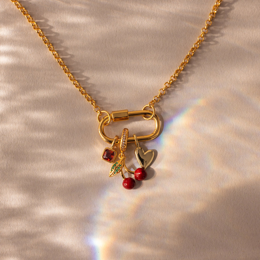Square Bezel Birthstone Charm Silver 18K Gold Plated