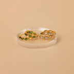 Emerald Marquise Inlay Huggies Silver 18K Gold Plated