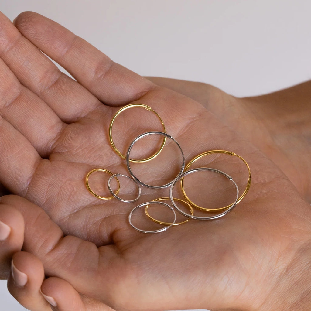 Thin Hoops Set Silver 18K Gold Plated