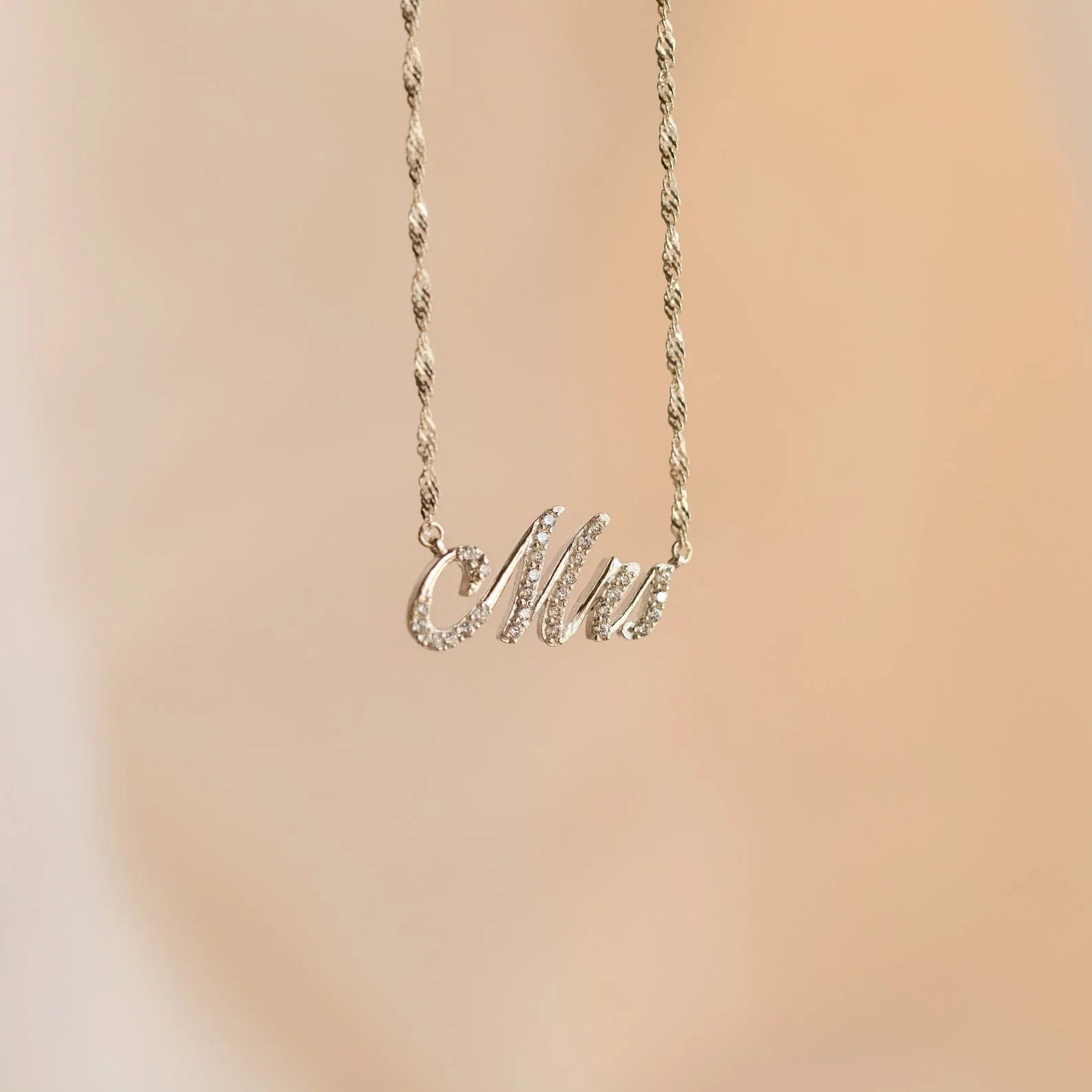 Elegant Pave Name Necklace Silver 18K Gold Plated