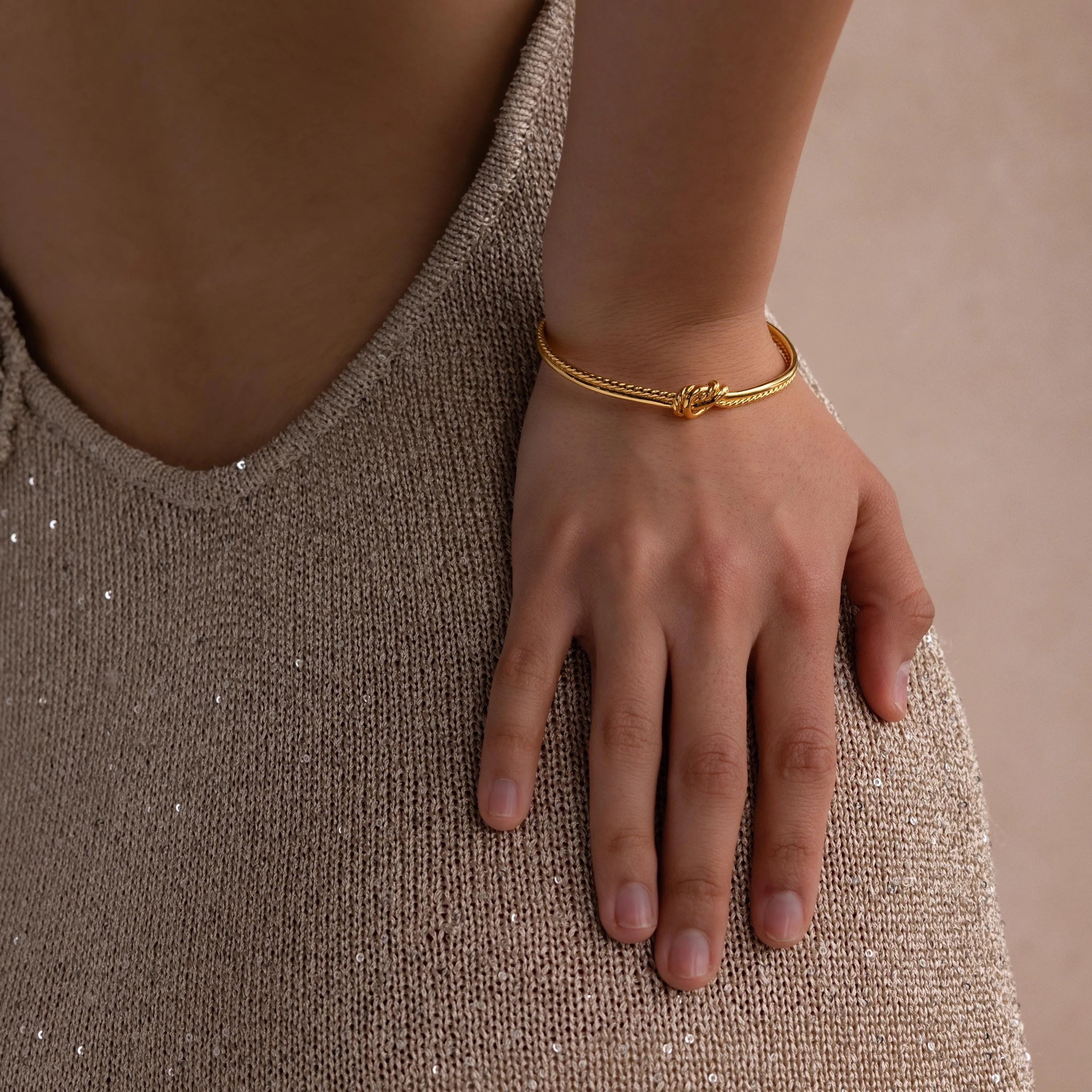 Duo Knot Bangle Silver 18K Gold Plated
