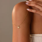 Diamond Seashell Charm Necklace Silver 18K Gold Plated