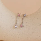Mixed Crystal Drop Earrings Silver 18K Gold Plated