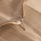 Diamond Pave Cross Charm Silver 18K Gold Plated