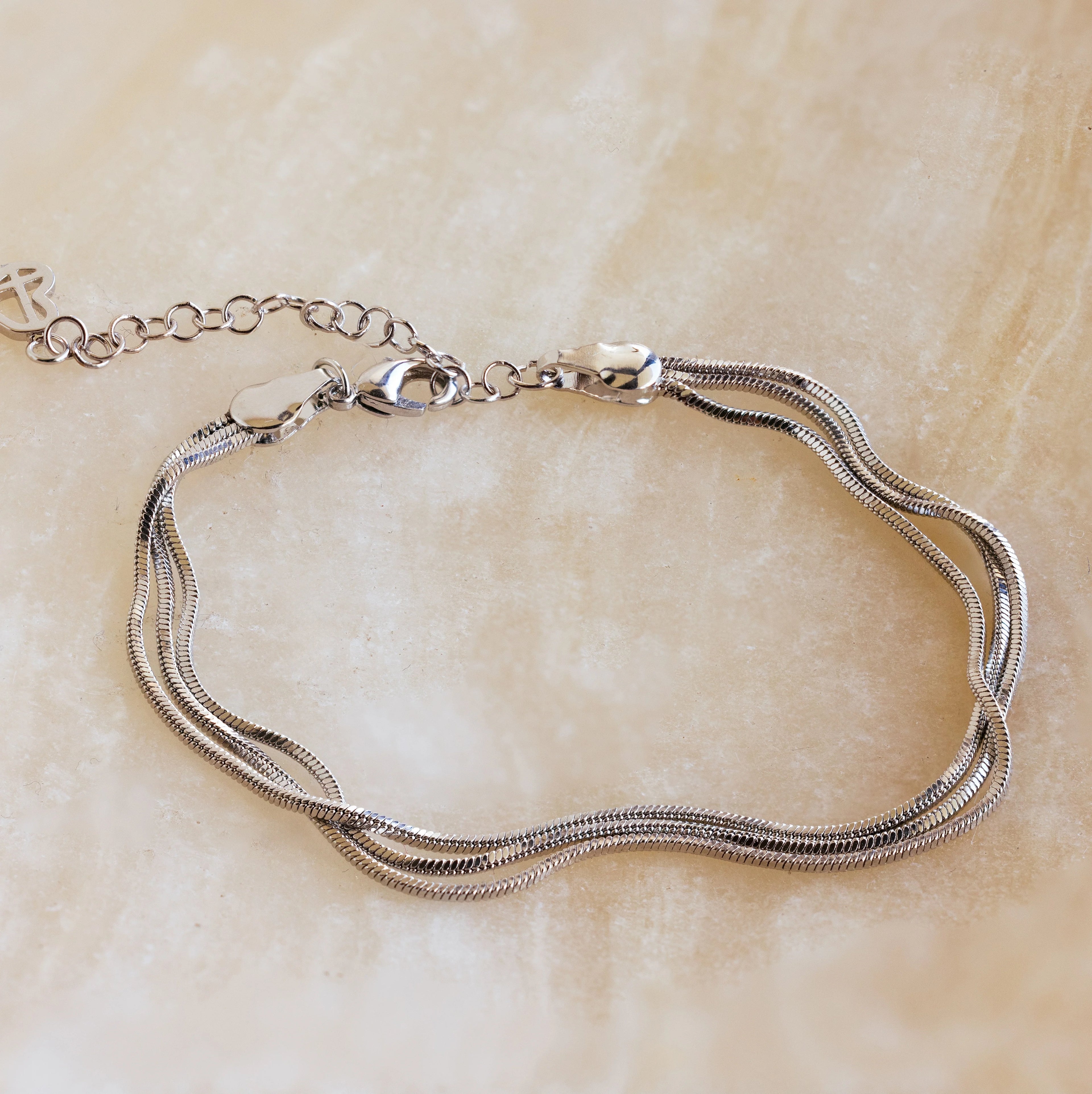 Triple Snake Chain Bracelet Silver 18K Gold Plated