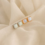 Princess Cut Opal Studs Silver 18K Gold Plated