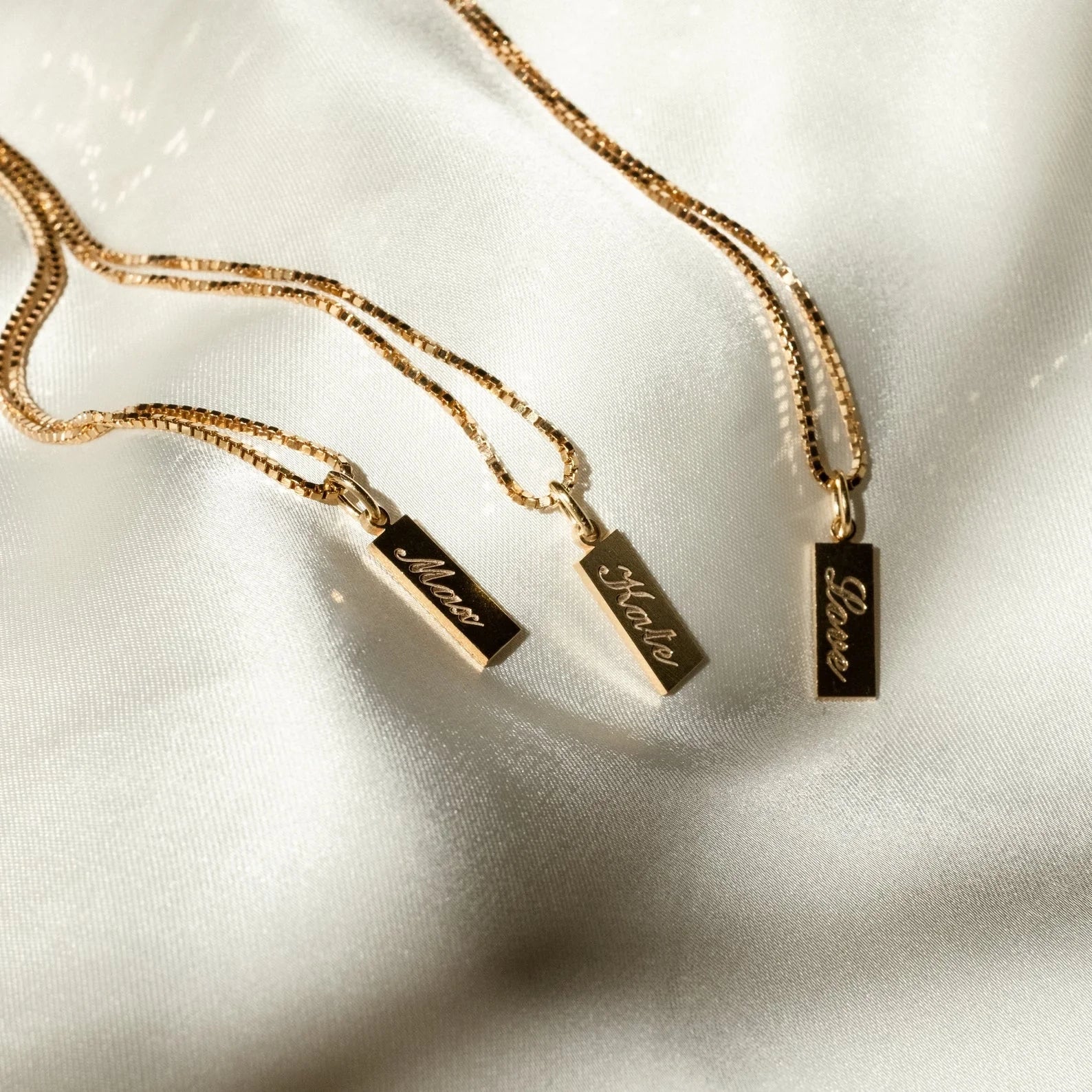 Dainty Tag Name Necklace Silver 18K Gold Plated