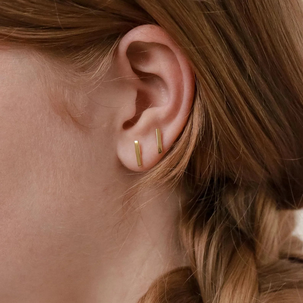 Dainty Bar Studs Silver 18K Gold Plated