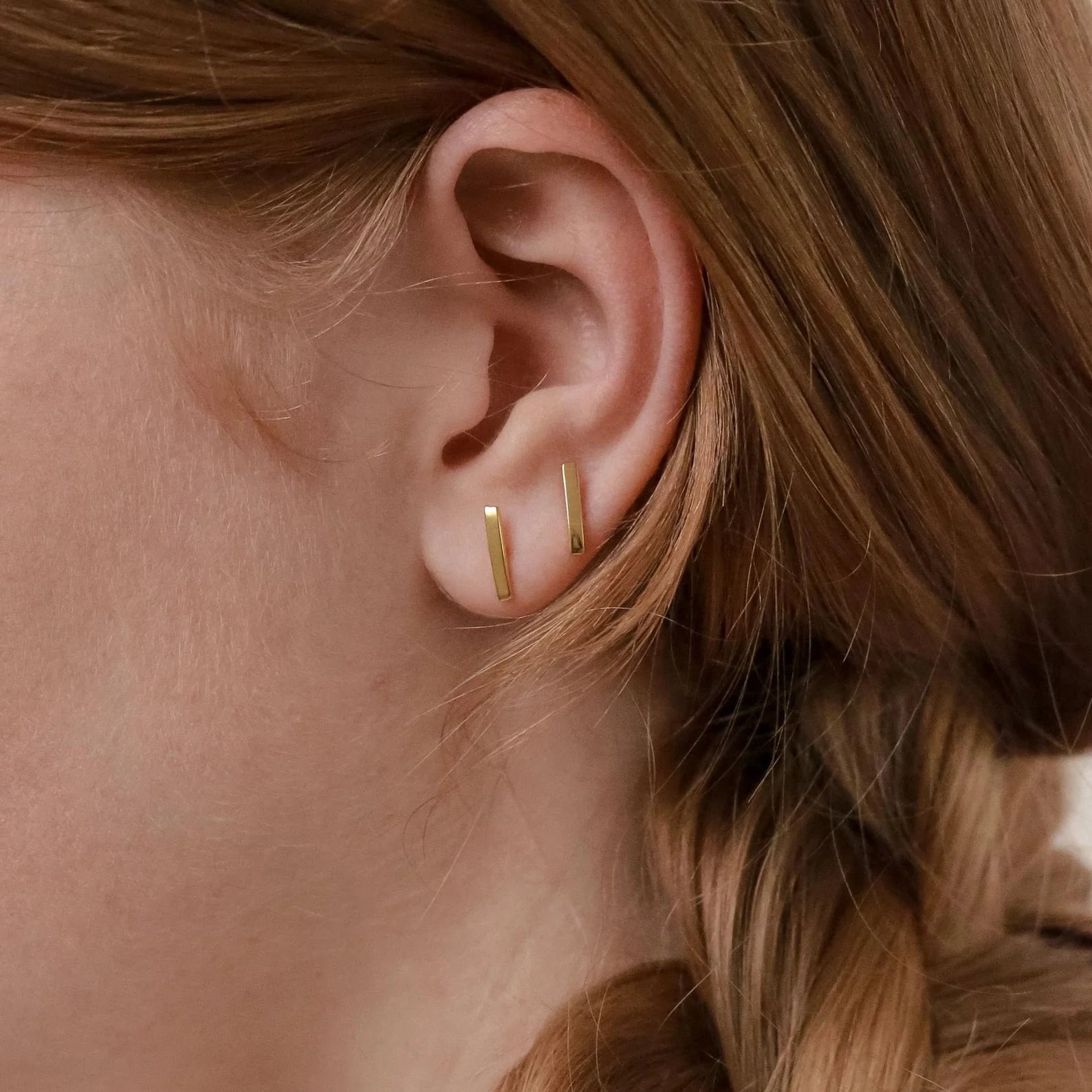 Dainty Bar Studs Silver 18K Gold Plated