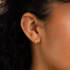 Marquise Cut Inlay Huggies Silver 18K Gold Plated
