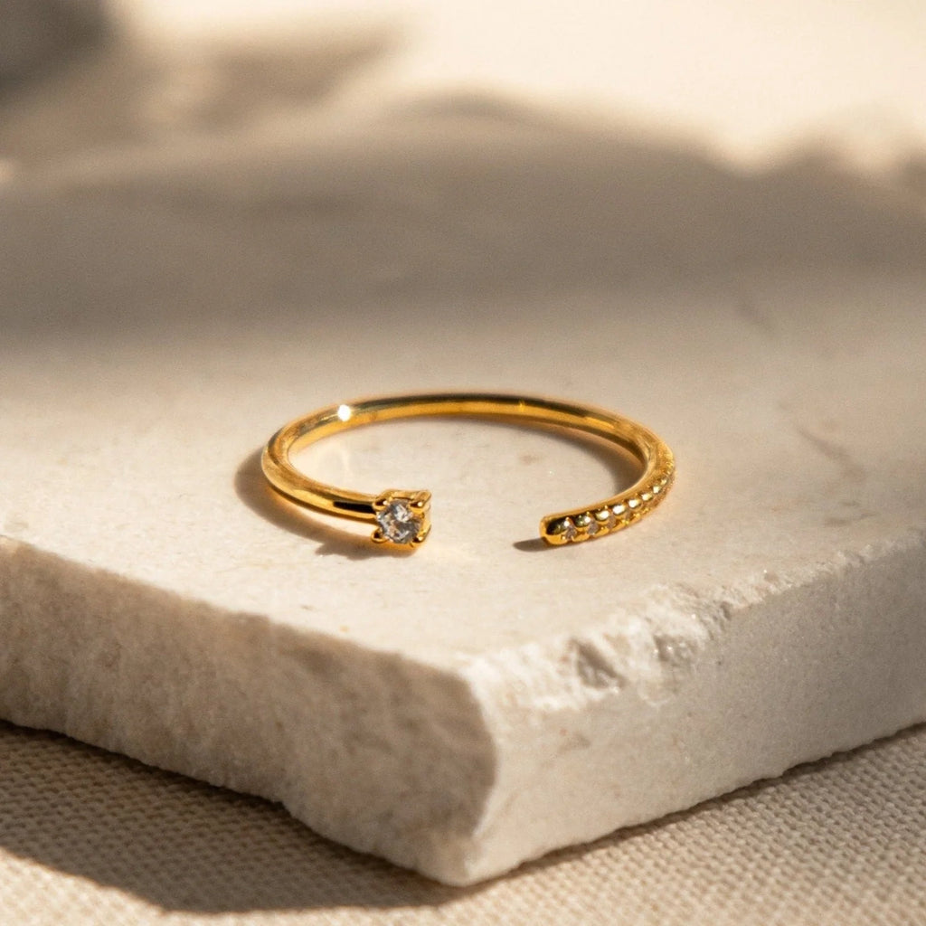 Cecilia Pave Ring Silver 18K Gold Plated