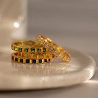 Eternity Bezel Emerald Ring Silver 18K Gold Plated