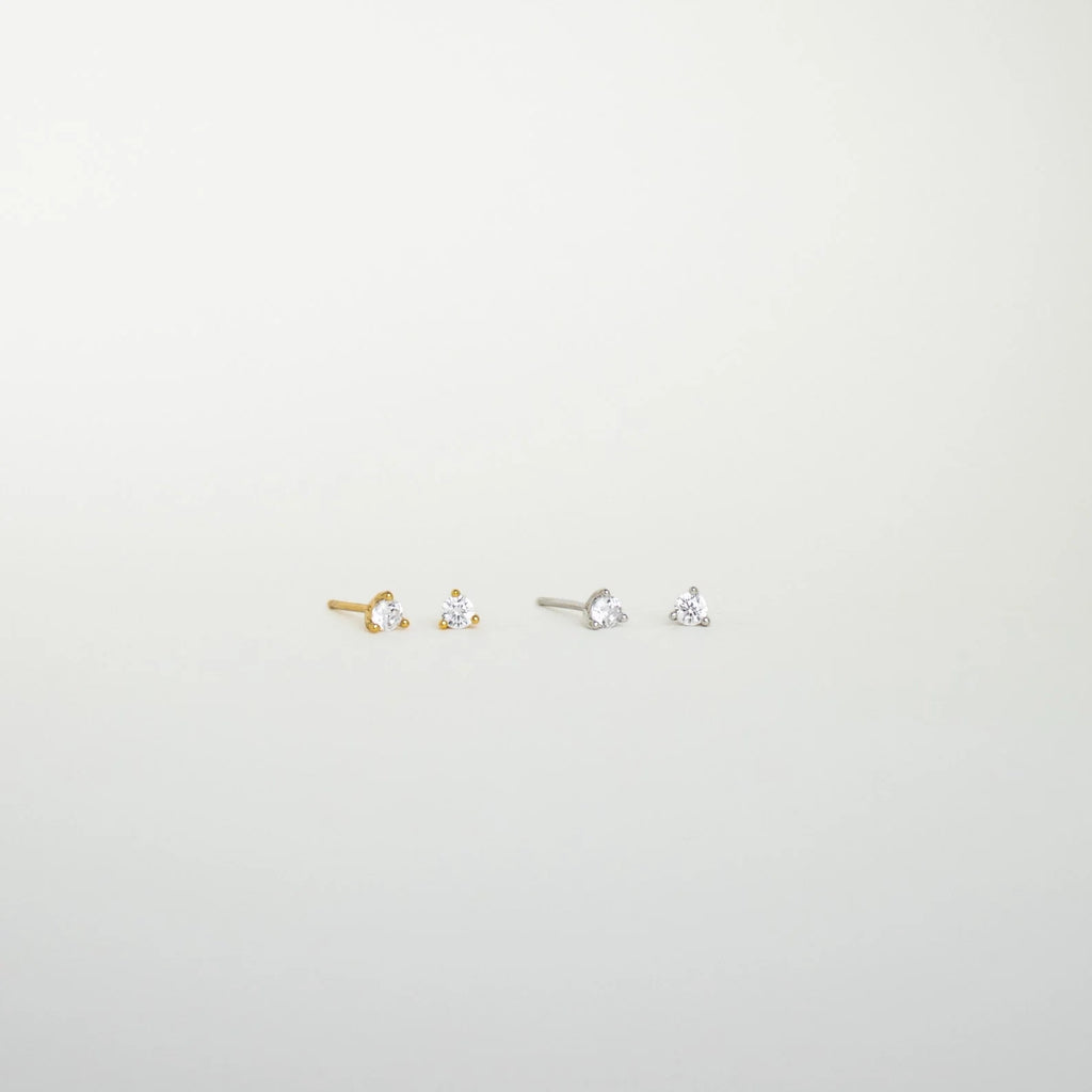 Elena Diamond Studs Silver 18K Gold Plated