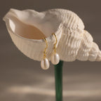 Diamond Pearl Threader Earrings Silver 18K Gold Plated