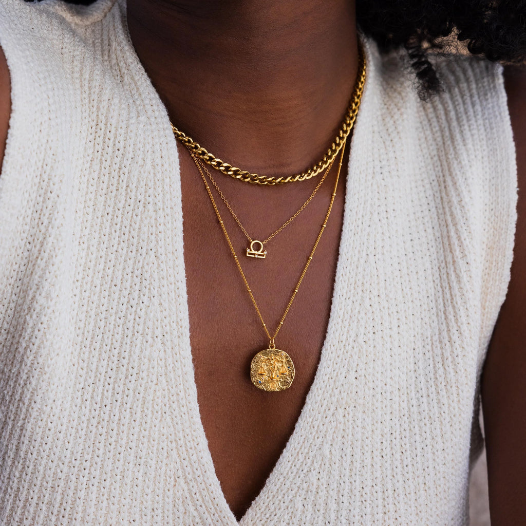 Zodiac Coin Necklace Silver 18K Gold Plated