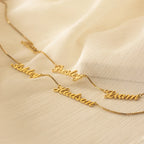 Carrie Box Chain Multiple Name Necklace Silver 18K Gold Plated