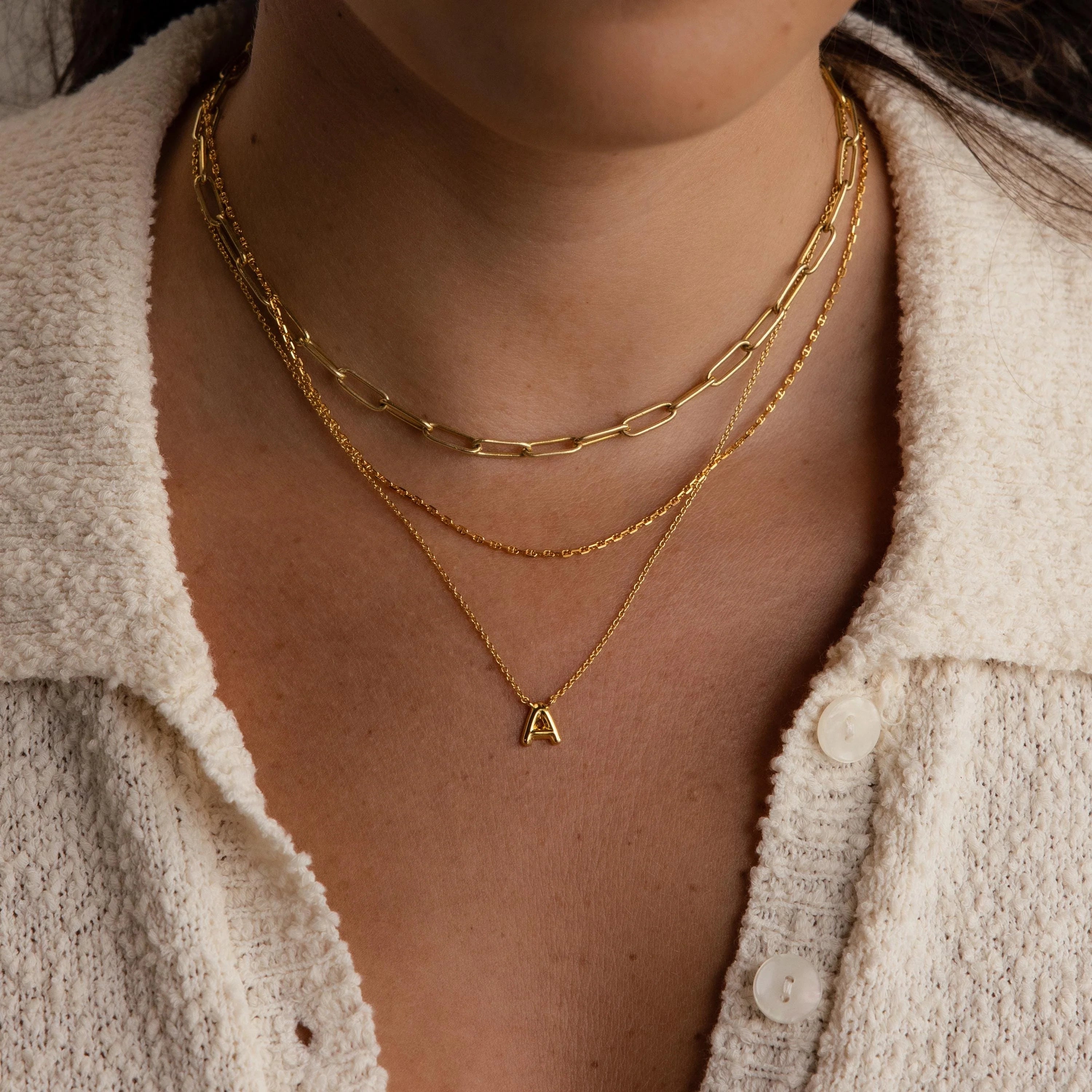 Dainty Bubble Letter Necklace  Silver 18K Gold Plated