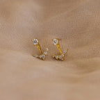 Diamond Cluster Ear Jackets  Silver 18K Gold Plated