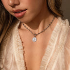Diamond Evil Eye Toggle Necklace Silver 18K Gold Plated