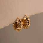 Beaded Dome Hoops Silver 18K Gold Plated