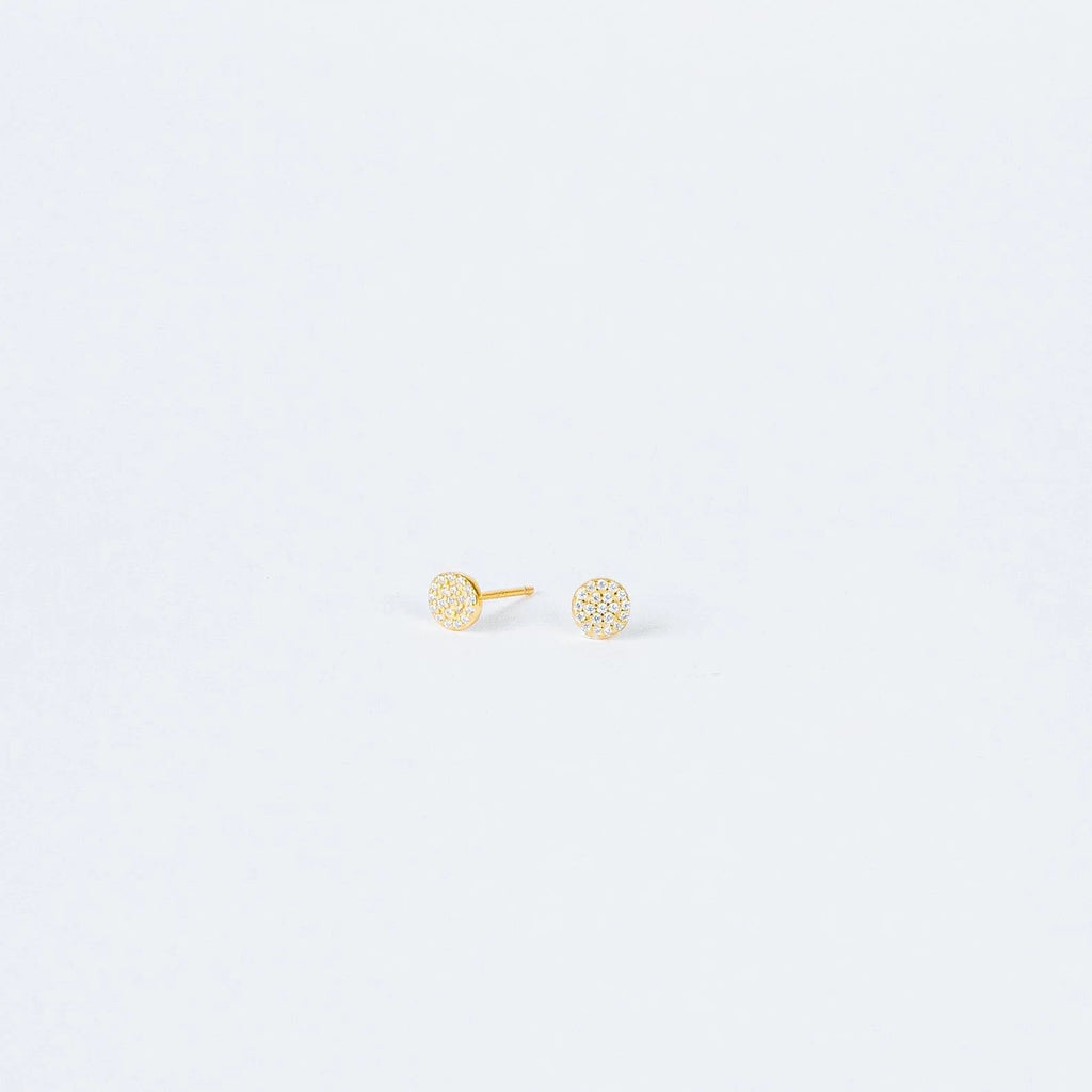 Pave Round Diamond Studs Silver 18K Gold Plated