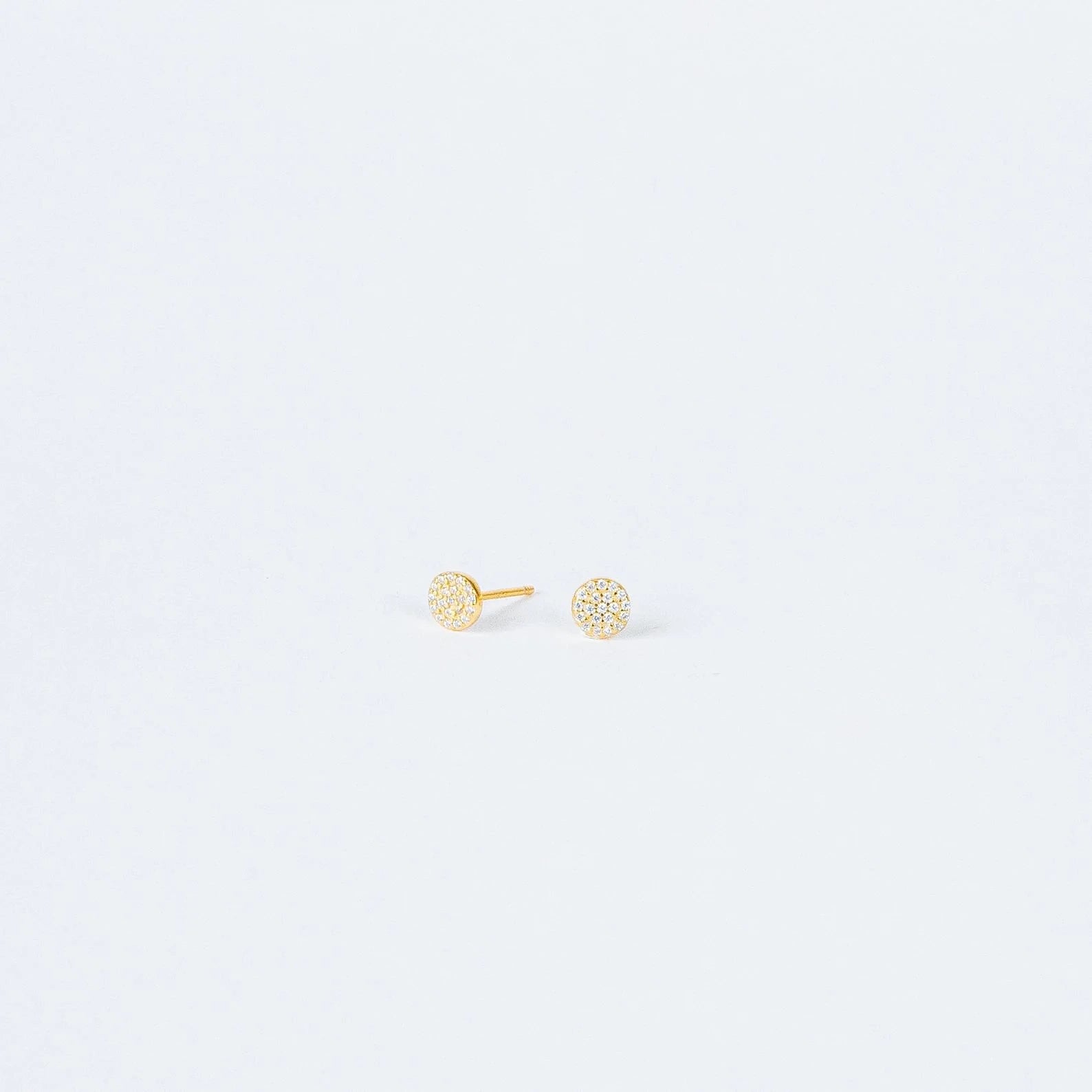 Pave Round Diamond Studs Silver 18K Gold Plated