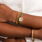 Jade Band Timepiece Silver 18K Gold Plated
