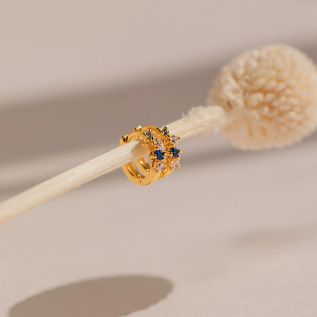 Diamond Angelica Sapphire Huggies Silver 18K Gold Plated