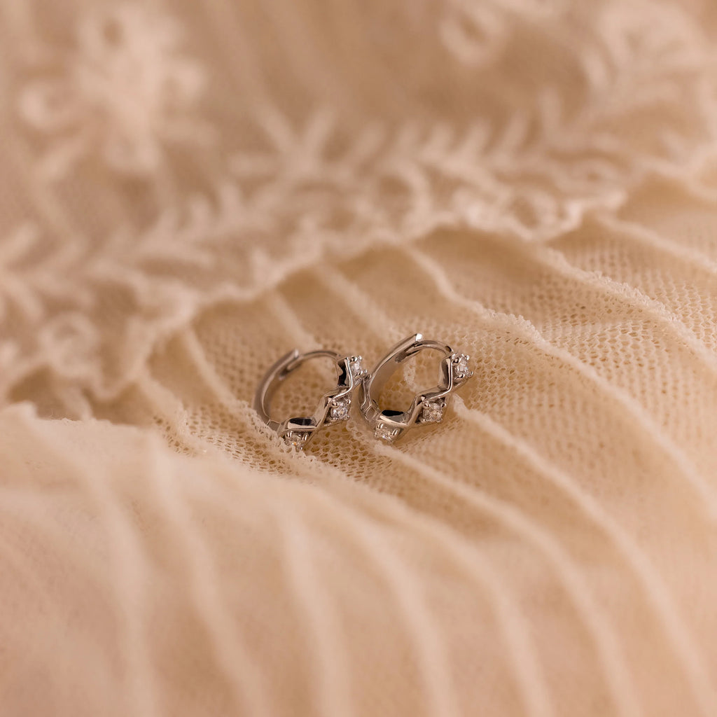 Ericka Diamond Tennis Huggies Silver 18K Gold Plated