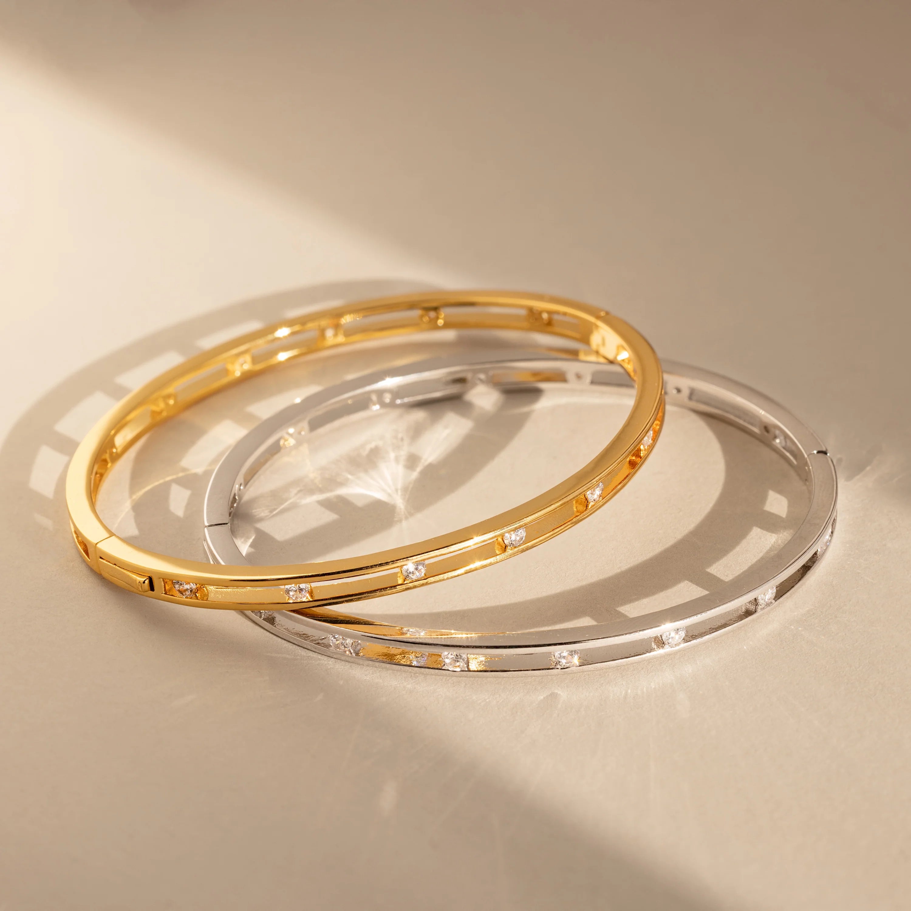 Lace Diamond Bangle Silver 18K Gold Plated