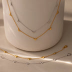 Heart Station Necklace & Bracelet Set Silver 18K Gold Plated