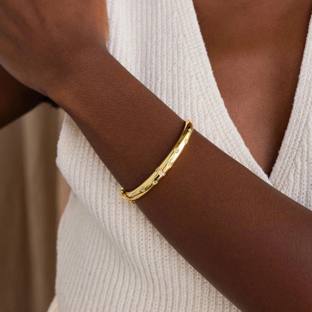 North Star Bangle Bracelet Silver 18K Gold Plated